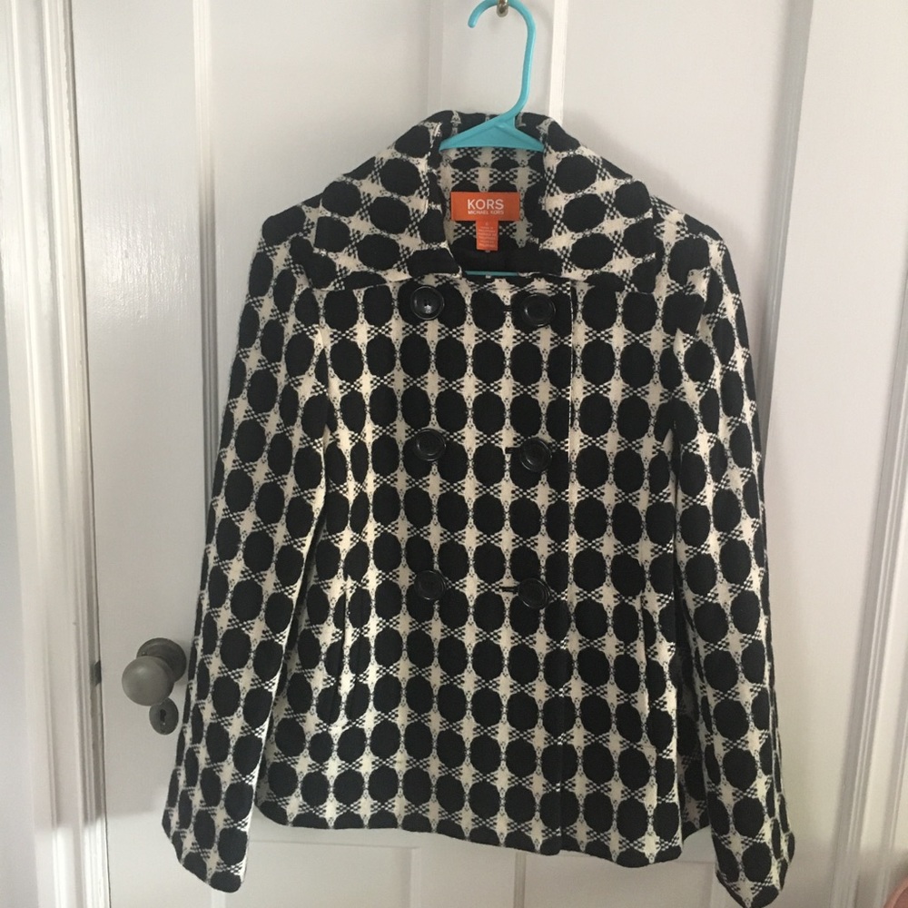 KORS Michael Kors size 6 polka-dot swing, tweed coat NWOTs!